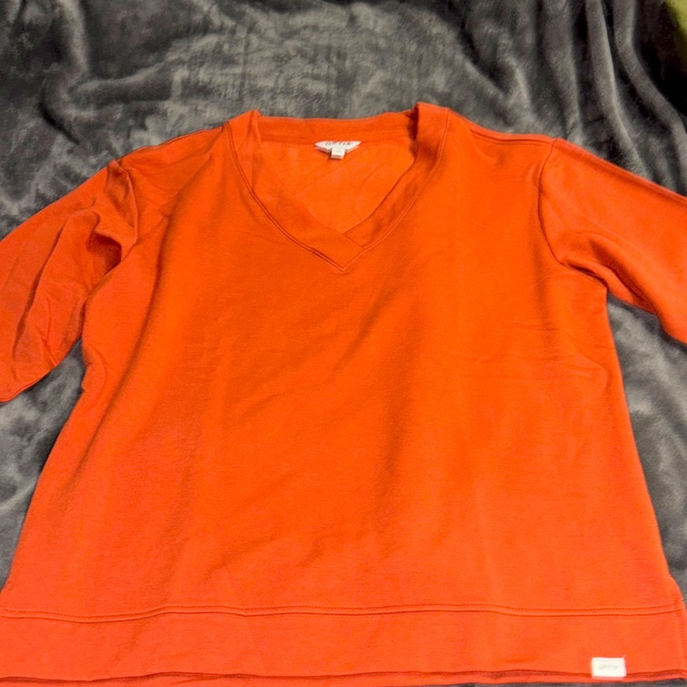 Orvis Drop should V-neck Orange Sweatshirt
Size Large